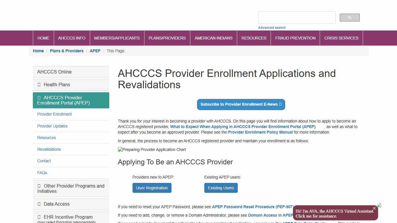 AHCCCS Provider Enrollment Applications and Revalidations