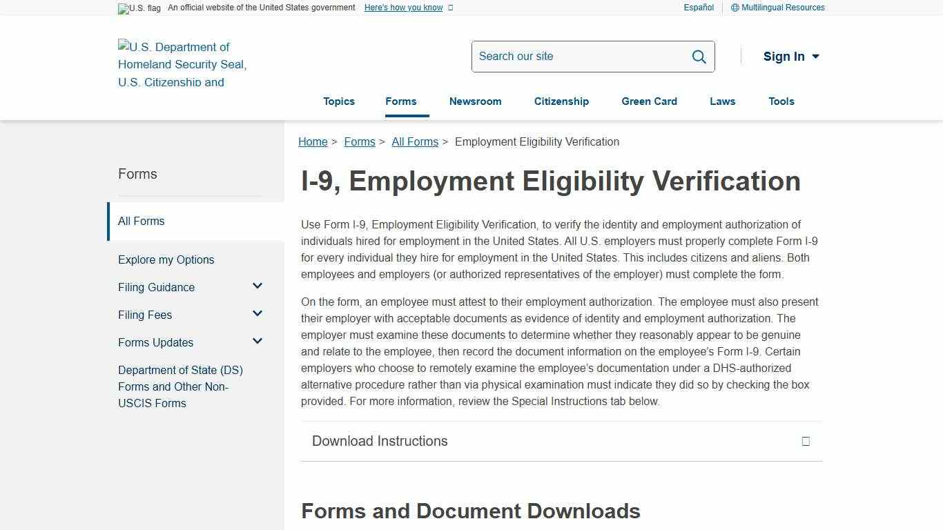 Employment Eligibility Verification USCIS